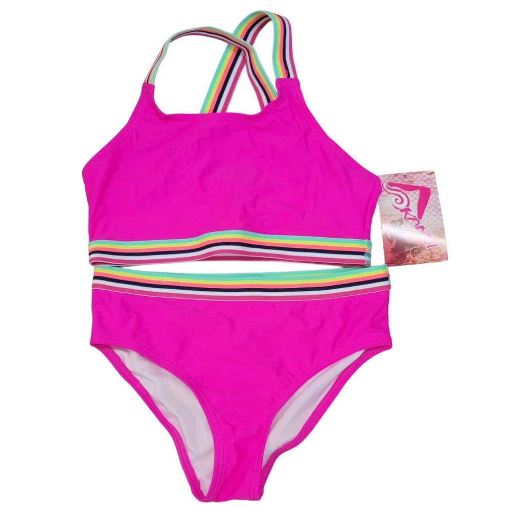 Kanu Surf Girls Swimsuit 14 Pink Fuschia Two Piece 7561